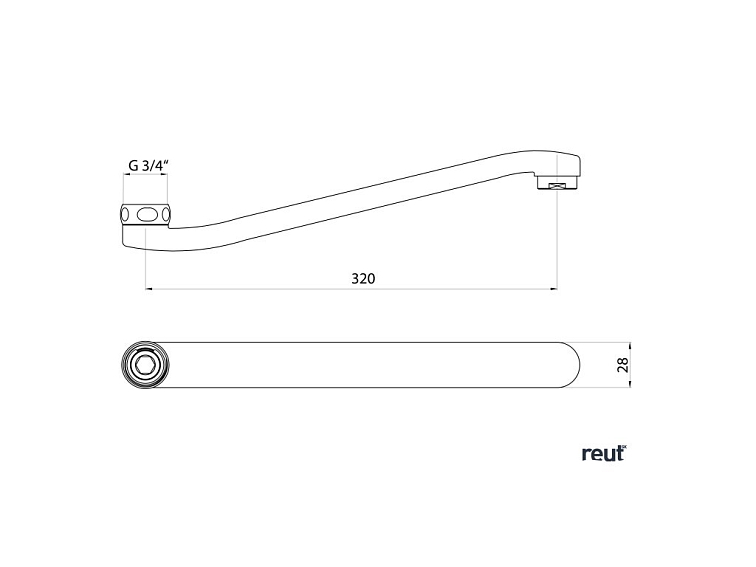 Aqualine Výtokové ramienko k batérii, 320mm, ploché zvýšené, chróm 43998