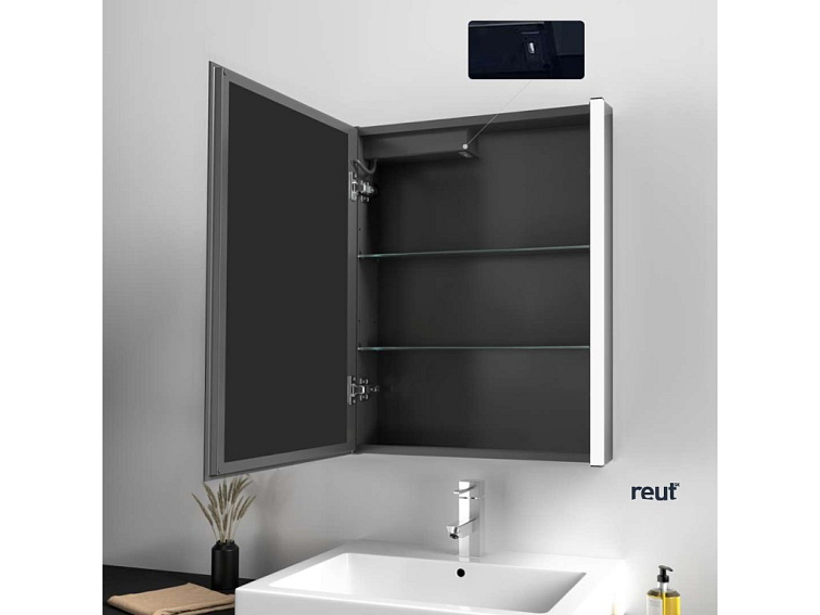 kielle Arkas I Zrkadlová skrinka s LED osvetlením, vyhrievaním a USB portom, 55x70x13 cm, matná čierna 50111614