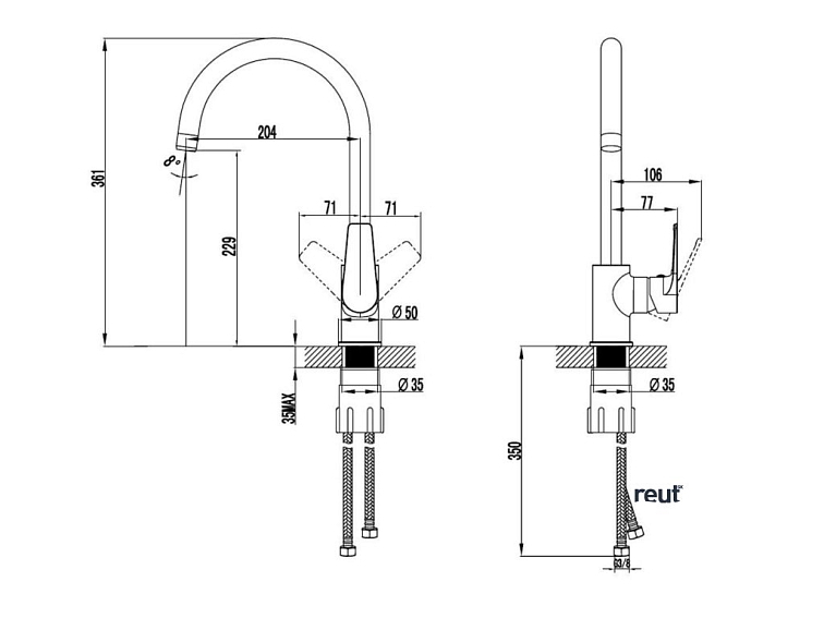 kielle Harmonia Drezová batéria, matná čierna 10523104