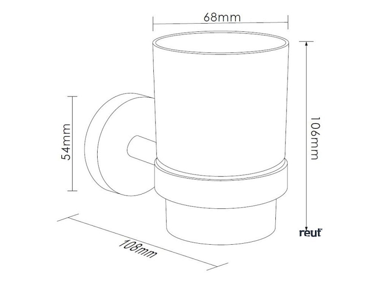 kielle Oudee Pohárik na kefky a pastu s držiakom, matné sklo/chróm 40002010