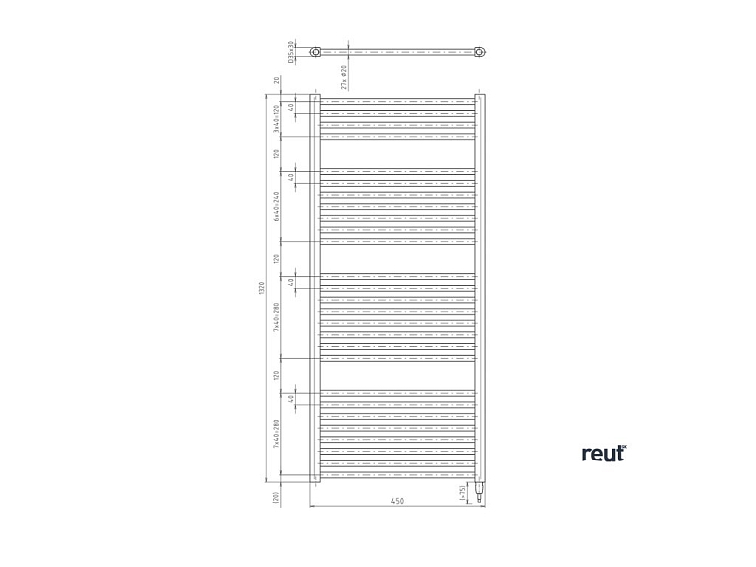 Aqualine DIRECT-E & ORBIT-E DIRECT-E elektrické vykurovacie teleso, rovné, 450x1320 mm, 400 W, biela ILE34T