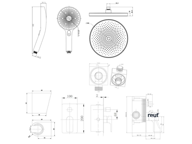 kielle Vega Sprchový set s batériou pod omietku, na 2 spotrebiče, s príslušenstvom a telesom, chróm 20618SP40