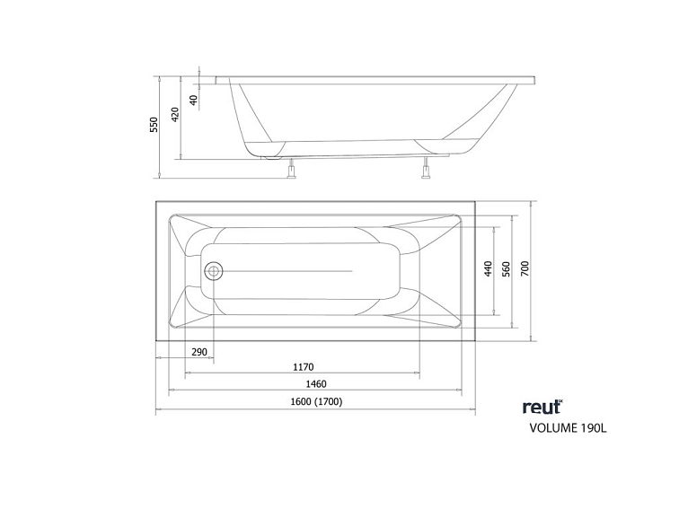 Aqualine DOUBRAVA obdĺžniková vaňa 170x70x41cm, biela A1770