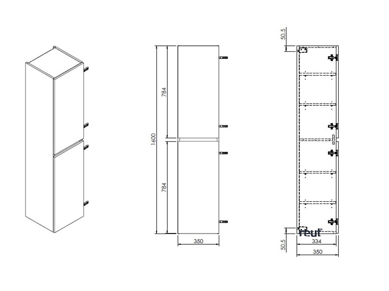 kielle Nefia Vysoká skrinka závesná, 160x35x35 cm, lesklá biela 50027010