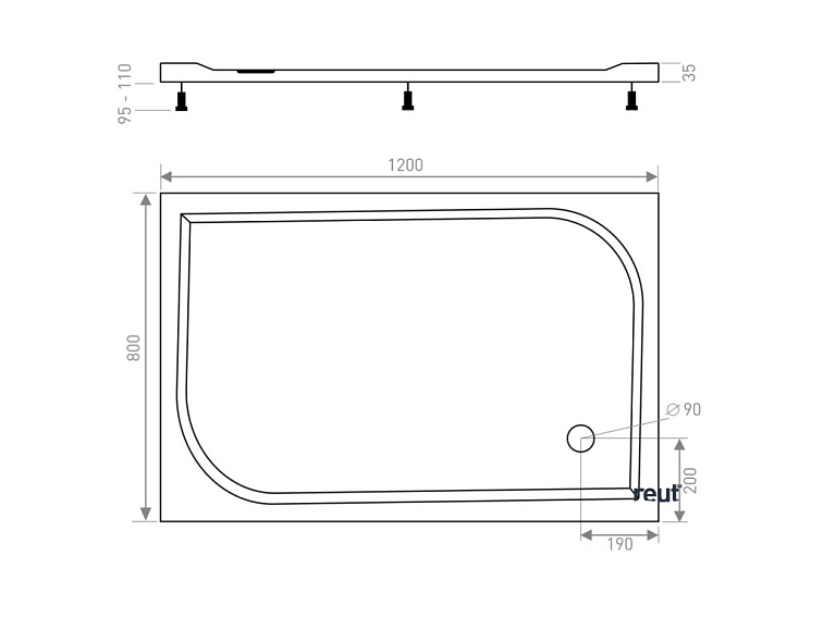 CA PLAST Sprchová vanička z liateho mramoru Luca obdĺžnik 120x80 cm