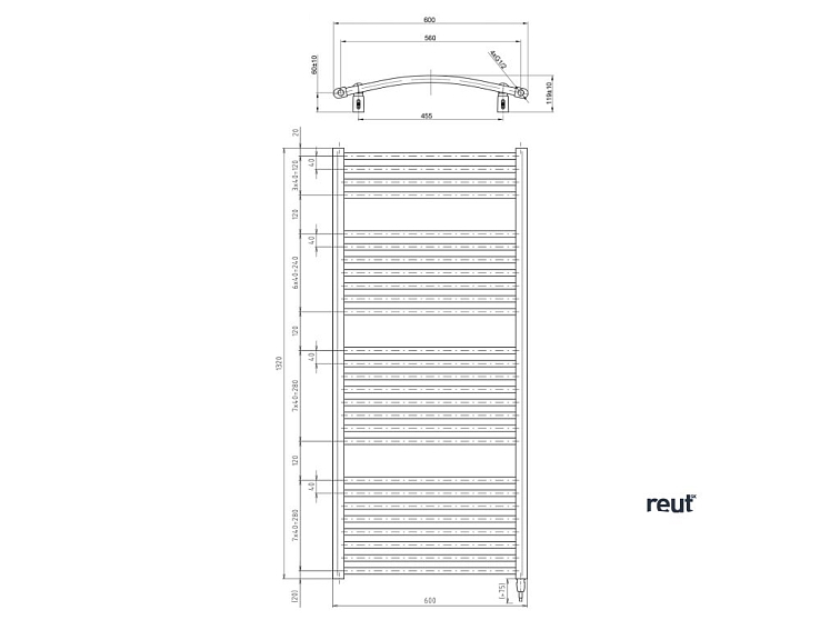 Aqualine DIRECT-E & ORBIT-E ORBIT-E elektrické vykurovacie teleso, oblé, 600x1320 mm, 600 W, biela ILEO36T