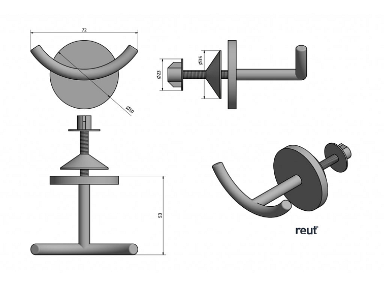 Aqualine Dvojháčik pre rovné a oblé vykurovacie telesá, chróm 1801-23