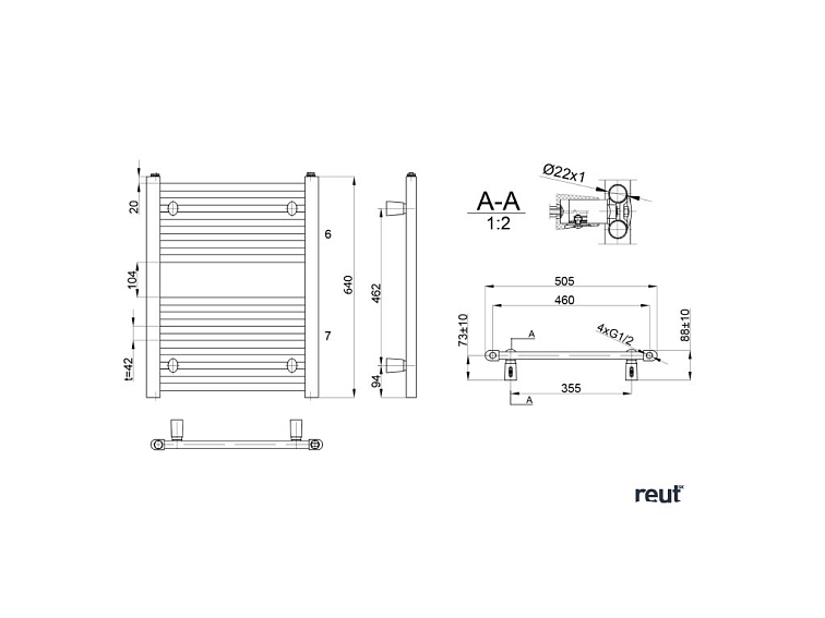 Aqualine DIRECT & ORBIT DIRECT vykurovacie teleso s bočným pripojením 500x640 mm, biela ILR65T