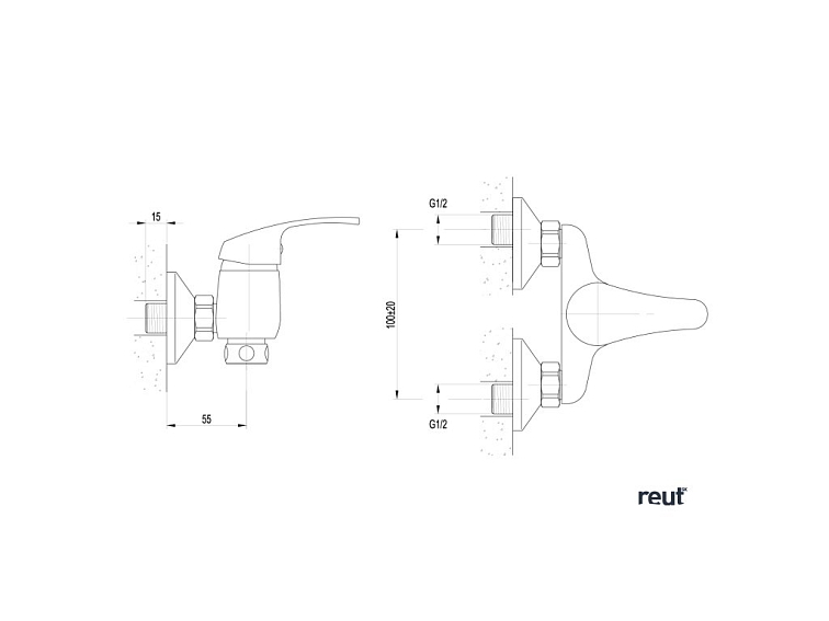 AQUALINE 35 nástenná batéria 3/4", rozteč 100mm, bez ramienka, chróm 52131