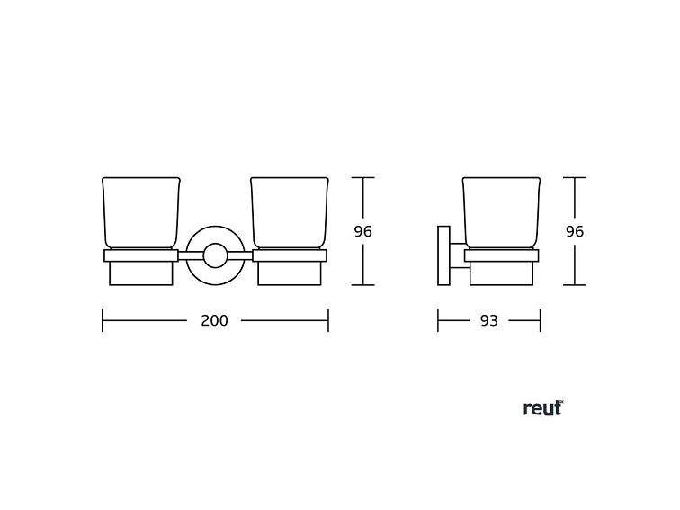 Aqualine SAMBA dvojitý držiak pohárov, mliečne sklo, chróm SB105