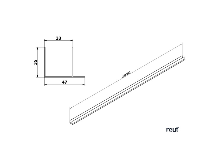 Aqualine AMICO stenový F profil pre sprchové výklopné dvere G70, 80, 100 ND-GF