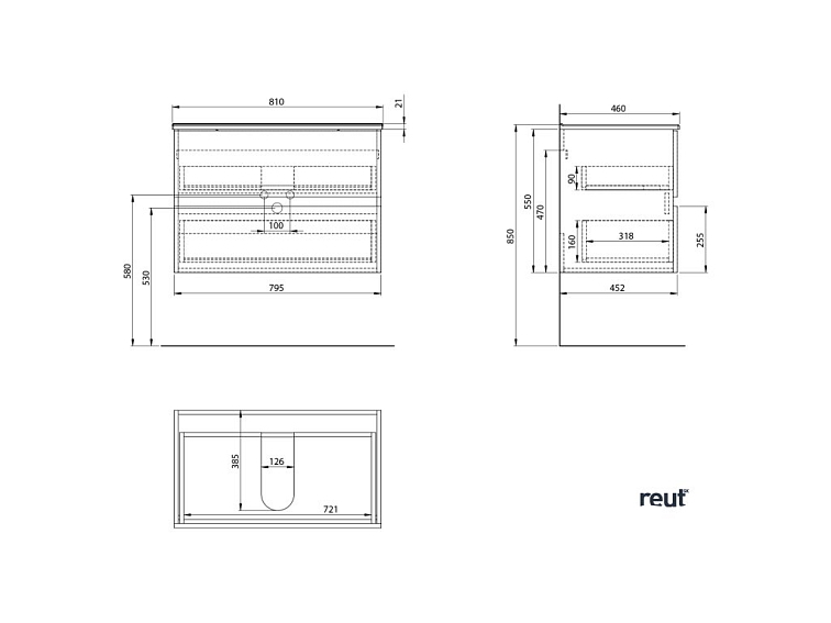 Aqualine PANEDA umývadlová skrinka 79,5x55x45,2cm, biela PN280