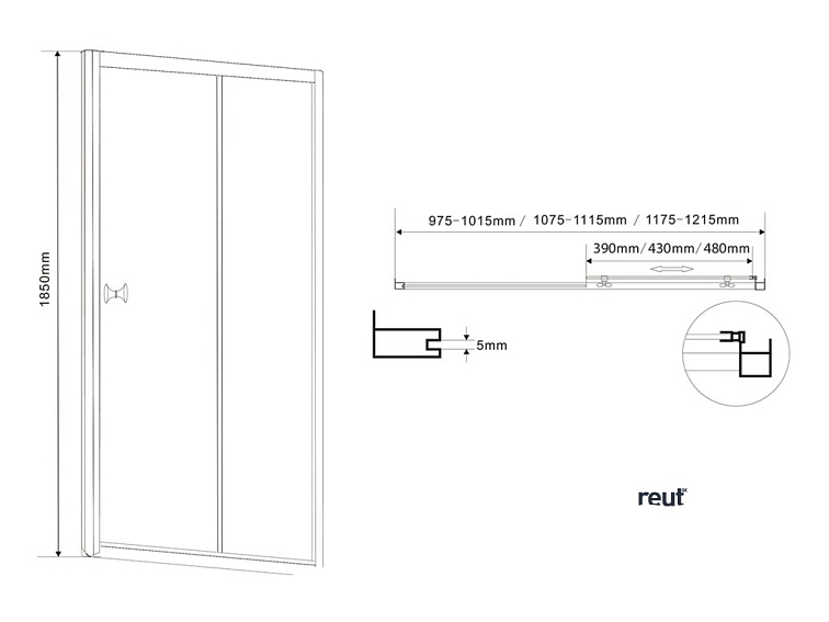Aqualine AMADEO posuvné sprchové dvere 1100 mm, sklo Brick BTS110
