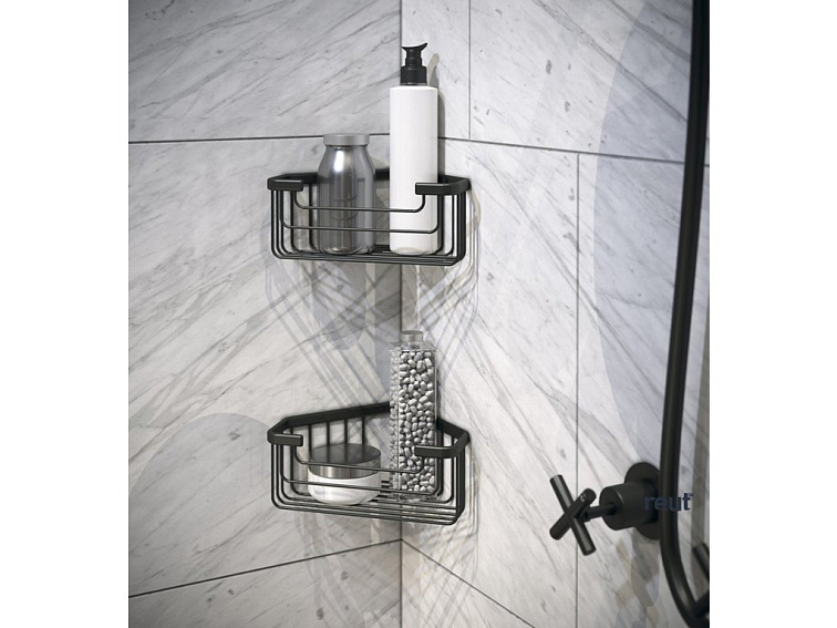 Gedy SMART polica do sprchy, 300x45x128 mm, čierna mat 241714