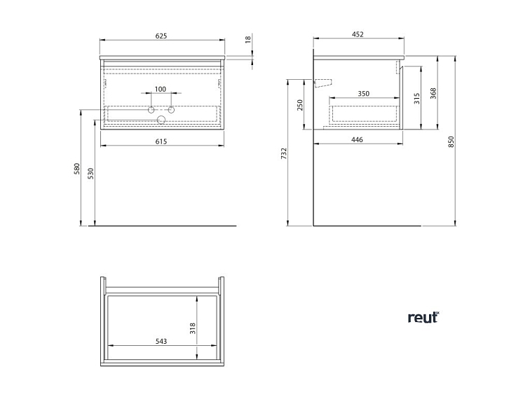 Aqualine ALTAIR II ALTAIR skrinka s doskou 62,5 cm, biela/dub emporio AI267-02