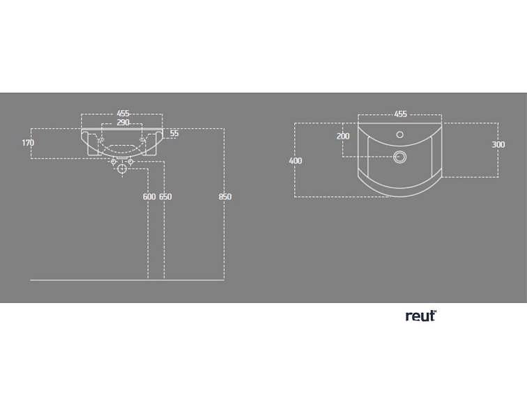 Aqualine ZERO 45 keramické umývadlo nábytkové 45,5x40cm, biela 6045
