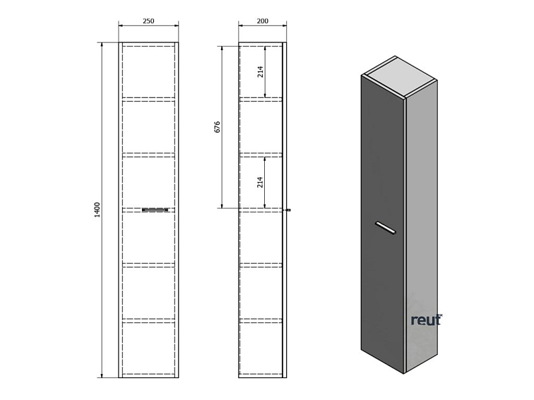 Aqualine ZOJA/KERAMIA FRESH skrinka vysoká 25x140x20cm, dub platin 51127