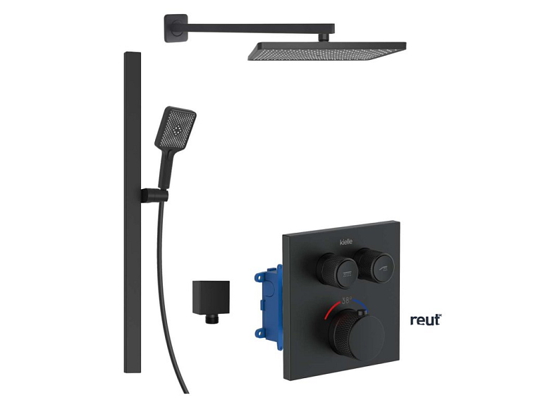 kielle Arkas I Termostatická batéria pod omietku, na 2 spotrebiče, s príslušenstvom a telesom, matná čierna 20611SPT34