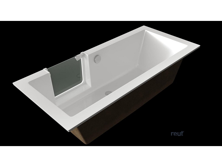 CA PLAST Vaňa s dverami Exclusive - sklenené 180x80 cm sifón uprostred