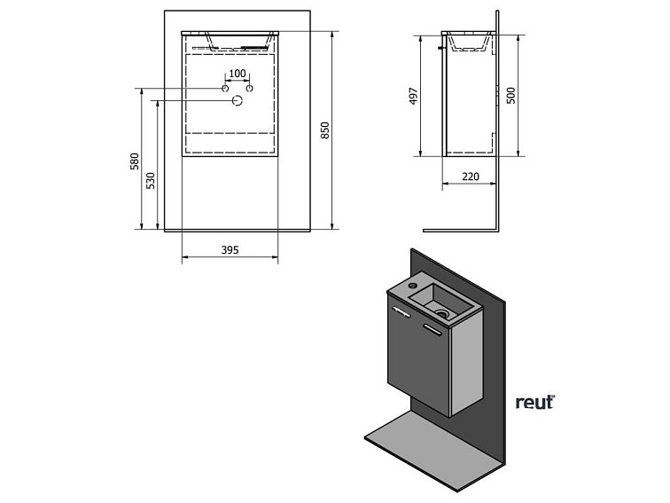 Aqualine ZOJA umývadlová skrinka 39,5x50x22cm, biela 51049A
