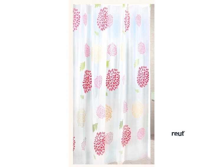 Aqualine Sprchový záves 180x200cm, vinyl, kvetovaný, červená ZV015