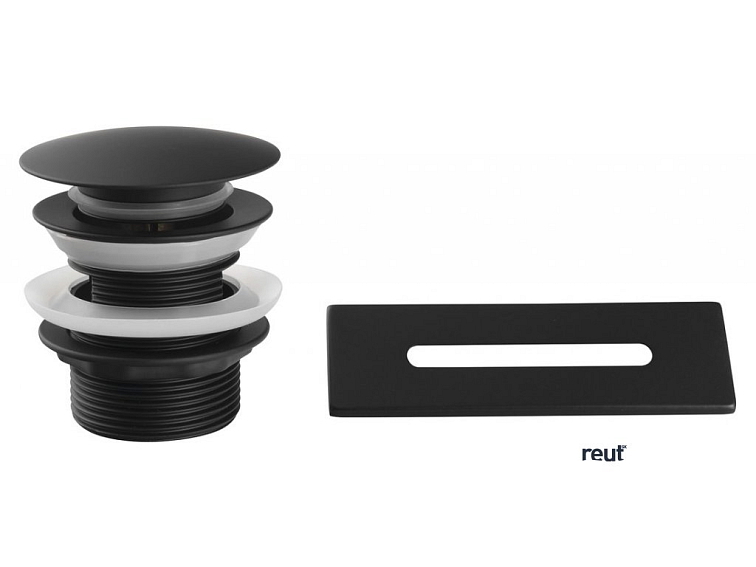 Aqualine SET krytka prepadu, vaňová výpusť 6/4", click-clack, čierna mat TF9005B