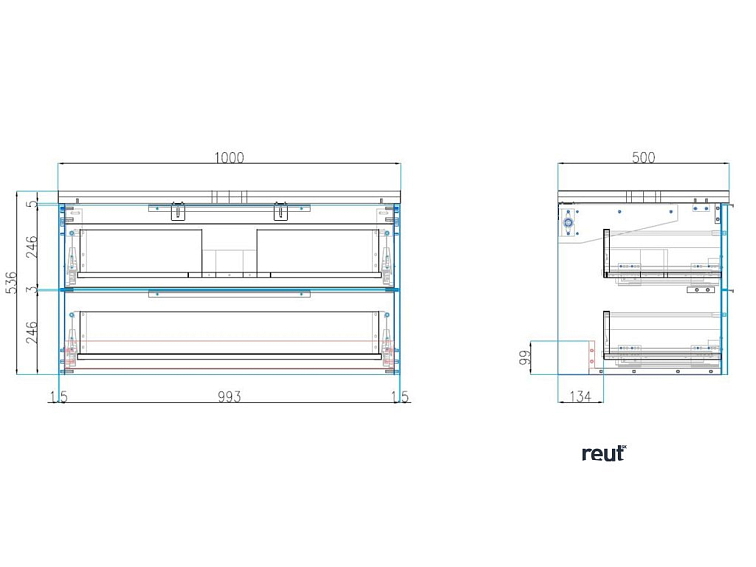 kielle Idolio Skrinka vrátane dosky pod umývadlo 100x54x50 cm, s výrezom, lesklá biela 50024100