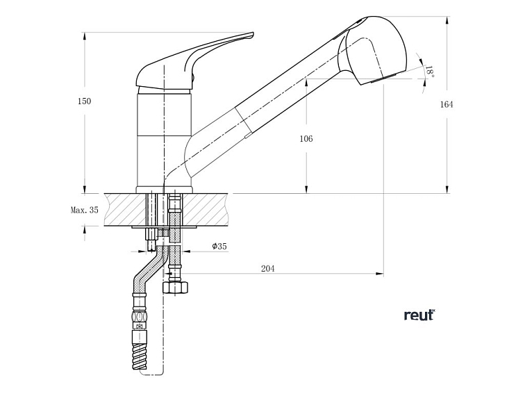 AQUALINE 40 stojánkova drezová batéria s výsuvnou sprškou, chróm 52137