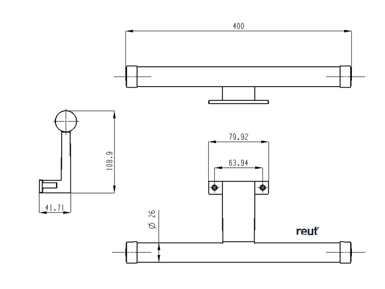 Aqualine KRONAS LED svietidlo, 6W, 230V, 400x40x100mm, IP44, plast, chrome KA400
