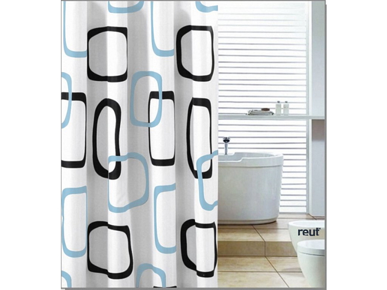 Aqualine Sprchový záves 180x200cm, polyester, biela/čierna/béžová ZP004