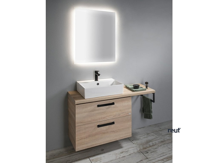 Aqualine VEGA umývadlová skrinka 97x60x43,8cm, 2x zásuvka, dub platin VG903