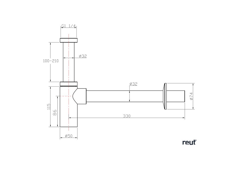 Aqualine Umývadlový sifón 5/4", odpad 32mm, guľatý, chróm CV1003