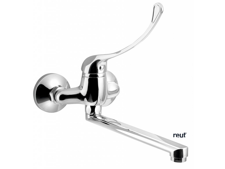 HOSPITAL AQUALINE 35 nástenná batéria, rozteč 100mm, lekárska páka, ploché ramienko, 220mm, chróm 52024