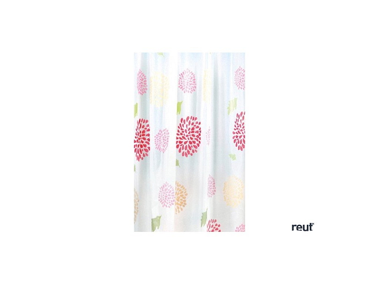 Aqualine Sprchový záves 180x200cm, vinyl, kvetovaný, červená ZV015