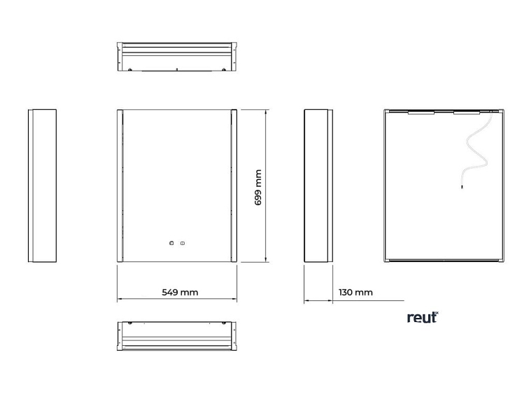 kielle Arkas I Zrkadlová skrinka s LED osvetlením, vyhrievaním a USB portom, 55x70x13 cm, biela 50111610