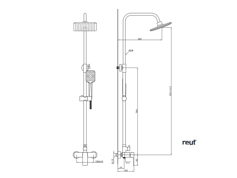 Aqualine FACTOR sprchový stĺp, chróm FC960