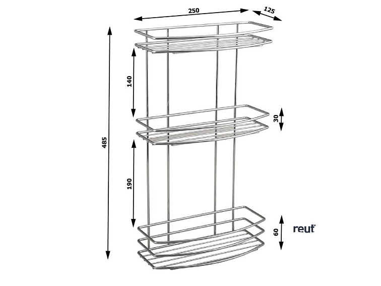 Aqualine CHROM LINE drôtená polica trojitá, chróm 37045