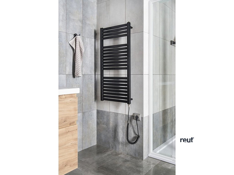 Aqualine TONDI-E elektrické vykurovacie teleso, rovné, 450x970 mm, 300 W, čierny mat DE456T