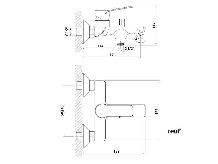 Aqualine SINTRA nástenná vaňová batéria, chróm SX010