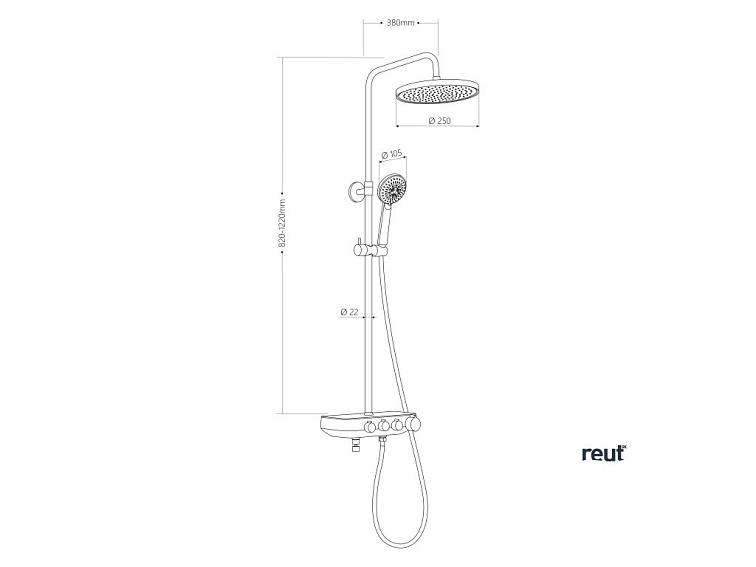 Aqualine FARRAO sprchový stĺp s batériou a napúšťaním, čierna mat SL450B
