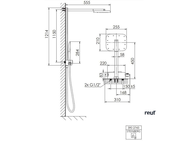 Steinberg 390 Sprchový set s termostatom, 26x21 cm, chróm 3 902 743