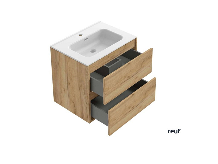 kielle Nefia Skrinka vrátane umývadla, 60x55x46 cm, 2 zásuvky, zlatý dub 50027S621