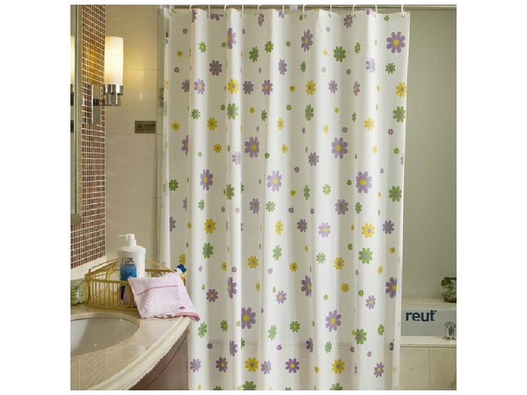 Aqualine Sprchový záves 180x200cm, vinyl ,kvetovaný ZV014