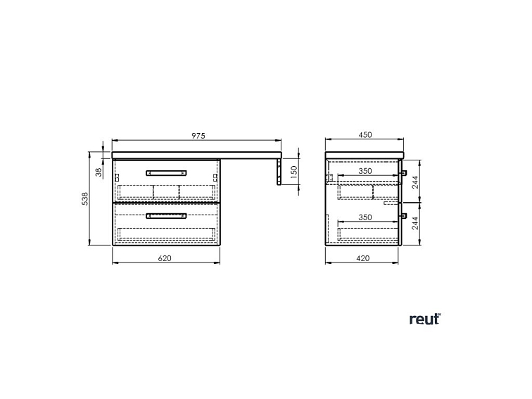 Aqualine VEGA II VEGA Nábytková zostava do kúpeľne, šírka 97,5 cm, biela/dub platina VG064-02