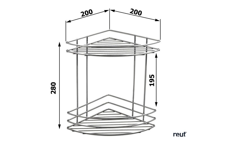 Aqualine Chrom LINE drôtená rohová polica dvojitá, chróm 37010