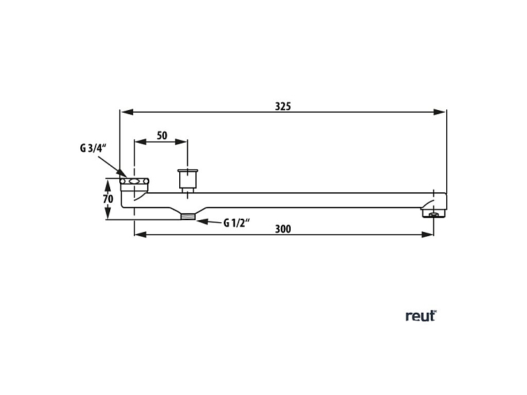 Aqualine Výtokové ramienko s prepínačom, 300 mm, ploché, chróm 43997