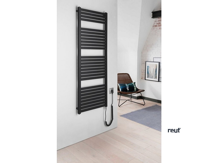 Aqualine TONDI-E elektrické vykurovacie teleso, rovné, 450x1330 mm, 500 W, čierna matná DE476T