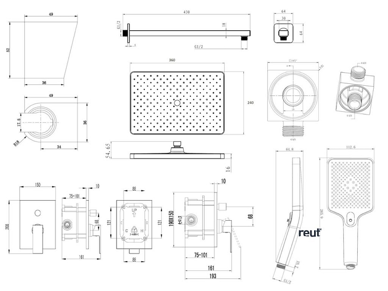 kielle Arkas I Sprchový set s batériou pod omietku, na 2 spotrebiče, s príslušenstvom a telesom, chróm 20611SP20