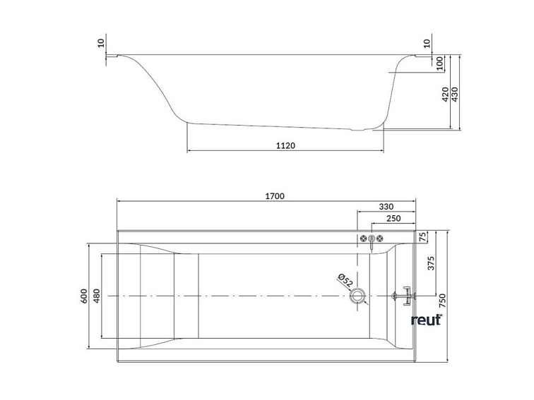 kielle Arkas I Obdĺžniková vaňa, 170x75 cm, biela 11111431