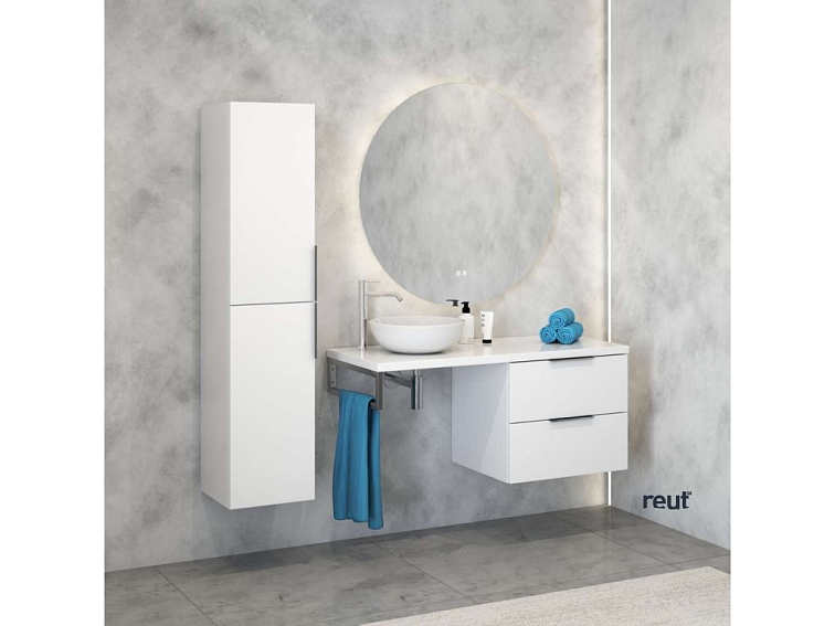 kielle Idolio Skrinka 60x50x50 cm, vrátane konzoly a dosky pod umývadlo 120 cm, s výrezom, lesklá biela 50024S120